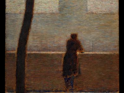 A Man Leaning on a Parapet, by Georges Seurat - a pointillist painting