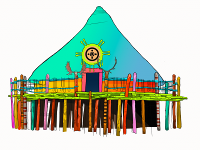 A crannog - an artificially constructed iron-age dwelling that built atop shallow lakes