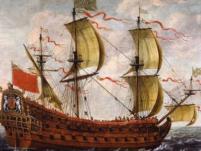 A warship between 1650 and 1674