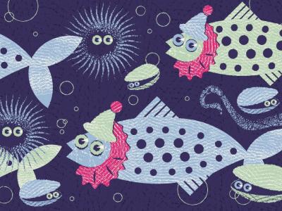 Image from 'The Visitors' by Lewis Hetherington - colourful cartoon sea creatures